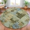 Homeroots 8' Green Gray And Sky Blue Round Abstract Washable Indoor Outdoor Area Rug 630773 - alternate 7