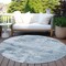 Homeroots 8' Denim Blue And Silver Round Abstract Washable Indoor Outdoor Area Rug 602697 - alternate 9