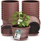 Lifemaster 10-Inch Rustic Whiskey Barrel Planters, Plastic Pots with Drainage and Saucers, 20PK LMPBP20COP20 - alternate 1