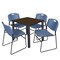 Regency Square Kee Breakroom Table W/ 4 Zeng Stack Chairs, 30 in W, 30 in L, Neo Walnut TB3030NWBPBK44BE - alternate 1