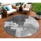 Homeroots 8' Gray And Smoky Black Round Abstract Washable Indoor Outdoor Area Rug 609168 - alternate 1