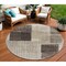 Homeroots 8' Brown And Taupe Round Geometric Washable Indoor Outdoor Area Rug 631929 - alternate 1