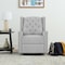 Homeroots 37" Gray Tufted Fabric Swivel And Gliding Wingback Recliner Chair 530210 - alternate 9