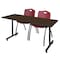 Regency Kobe T-Base Training Seminar Table W/ 2 M Stack Chairs, 60 in W, 24 in L, Neo Walnut MKTRCT6024NW47BY - alternate 1