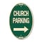 Signmission Church Parking With Right Arrow, 12 Inch X 18 Inch Architectural Oval, Heavy Gauge Aluminum A-OV-G-1218-24271 - alternate 1