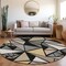 Homeroots 8' Black Beige And Gray Round Geometric Washable Indoor Outdoor Area Rug 600350 - alternate 8