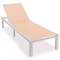 Leisuremod Marlin White Aluminum Patio Chaise Lounge Chair with Square Fire Pit Table, Light Brown MLWCF21-77LBR - alternate 10