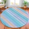 Homeroots 8' Aqua Lavender And Peach Round Striped Washable Indoor Outdoor Area Rug 631199 - alternate 6