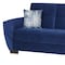 Homeroots 93" Blue Microfiber Convertible Futon Sleeper Sofa And Toss Pillows With Storage 607072 - alternate 8