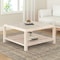 Homeroots 40" Clear And White Glass And Solid Wood Square Coffee Table With Shelf 565087 - alternate 8