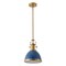 Jonathan Y Homer 10" 1-Light Modern Industrial Metal LED Dome Pendant, Navy/Brass Gold JYL9535G - alternate 9