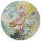 Homeroots 8' Ivory Blue And Yellow Round Abstract Washable Indoor Outdoor Area Rug 577964 - alternate 7