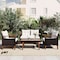 Homeroots Three Piece Outdoor Beige Rattan Sofa Seating Group with Beige Cushions 625698 - alternate 9