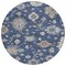 Homeroots 8' Navy Blue Beige And Gray Round Floral Washable Indoor Outdoor Area Rug 606166 - alternate 8