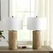 Homeroots Set of Two 30" Gold USB Table Lamps With White Drum Shades 571292 - alternate 1