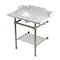 Kingston Brass 36-Inch Carrara Marble Console Sink with Brass Legs and Shelf, 8-Inch, 3-Hole LMS36MBSQB8 - alternate 1