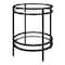 Homeroots 22" Black And Clear Glass And Steel Round End Table With Shelf 543813 - alternate 9