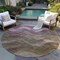 Homeroots 8' Taupe And Beige Round Abstract Washable Indoor Outdoor Area Rug 618186 - alternate 8