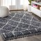 Jonathan Y Mercer Shag Plush Tassel Moroccan Geometric Trellis Blue/Cream 4 ft. x 6 ft. Area Rug MCR101A-4 - alternate 1