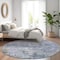 Homeroots 8' Blue And Dark Gray Round Abstract Washable Indoor Outdoor Area Rug 605538 - alternate 8