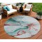 Homeroots 8' Teal Blue And Terra Cotta Round Abstract Washable Indoor Outdoor Area Rug 617880 - alternate 1