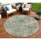 Homeroots 8' Artichoke Green And Teal Blue Round Abstract Washable Indoor Outdoor Area Rug 630521 - alternate 1