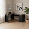 Homeroots 60" Gray and Black L Shape Computer Desk With Three Drawers 333529 - alternate 5
