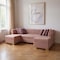 Homeroots Pink Velvet U Shaped Three Piece Sofa and Chaise Sectional With Toss Pillows 643893 - alternate 1