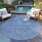 Homeroots 8' Denim Blue Round Geometric Washable Indoor Outdoor Area Rug 607478 - alternate 9