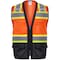 Protectx Class 2 High Visibility Safety Vest, 6 Pockets, Zipper Front, Mesh Back, Lime Orange/Black SV-120SM4-ORBK-M - alternate 1