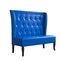Homeroots 51" Blue Faux Leather Settee With Dark Brown Legs 285985 - alternate 1