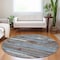 Homeroots 8' Chocolate Blue And Beige Round Striped Washable Indoor Outdoor Area Rug 616648 - alternate 7