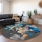 Homeroots 8' Charcoal Copper And Teal Blue Round Abstract Washable Indoor Outdoor Area Rug 599546 - alternate 8