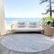 Homeroots 8' Beige And Blue Round Medallion Washable Indoor Outdoor Area Rug 615730 - alternate 6