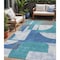 Homeroots 5' X 8' Teal Blue And Ivory Geometric Washable Indoor Outdoor Area Rug 617927 - alternate 1