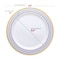Smarty Had A Party White with Blue and Gold Chord Rim Plastic Dinnerware Set (120 Dinner Plates+120 Salad Plates), 240PK 620VP-CASE - alternate 11