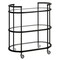 Homeroots Black Steel And Glass Oval Rolling Bar Cart 530455 - alternate 9