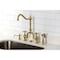 Kingston Brass Bridge Kitchen Faucet with Brass Sprayer, Brushed Brass KS7757AXBS - alternate 5