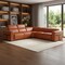 Homeroots Camel Italian Leather Modular L Shaped Five Piece Corner Sectional 534858 - alternate 14