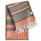 Homeroots Peach and Dark Grey Striped Design Turkish Beach Blanket 401822 - alternate 1