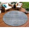 Homeroots 8' Denim Blue And Sky Blue Round Striped Washable Indoor Outdoor Area Rug 588048 - alternate 1