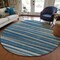 Homeroots 8' Denim Blue And Gray Round Striped Washable Indoor Outdoor Area Rug 597321 - alternate 8