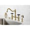 Kingston Brass Bridge Kitchen Faucet with Brass Sprayer, Brushed Brass KS3277PKXBS - alternate 6