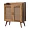 Homeroots 35in Brown Distressed Solid Wood Inlaid Rattan Accent Cabinet With Two Doors 654286 - alternate 10