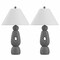 Jonathan Y Henge 28" Organic Minimalist Textured Resin/Metal Stacked LED Table Lamp, Gray, 2PK JYL9206B-SET2 - alternate 10