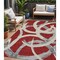 Homeroots 5' X 8' Red Beige And Gray Abstract Washable Indoor Outdoor Area Rug 599161 - alternate 1