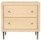 Homeroots 28" Natural Solid Wood Distressed Carved Geometric Two Drawer Nightstand 612087 - alternate 1