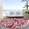 Homeroots 8' Red And Ivory Round Damask Washable Indoor Outdoor Area Rug 614457 - alternate 6