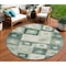 Homeroots 8' Green And Ivory Round Geometric Washable Indoor Outdoor Area Rug 605033 - alternate 1