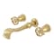 Kingston Brass Two-Handle Wall Mount Tub Faucet with Knurled Handle, Polished Brass KS5022RKX - alternate 1